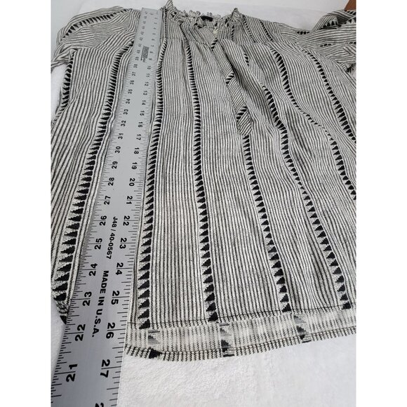 J.Crew Womens Black & White Striped Long Sleeve Blouse Medium Ruffle Collar - Picture 7 of 7